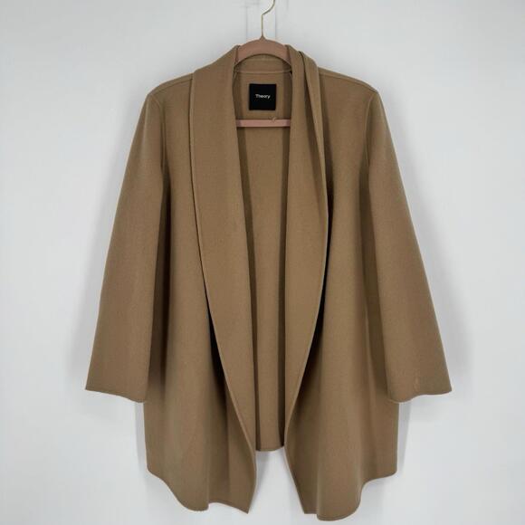Theory Jackets & Blazers - Theory coat jacket womens large L camel tan wool cashmere shawl clairene fall